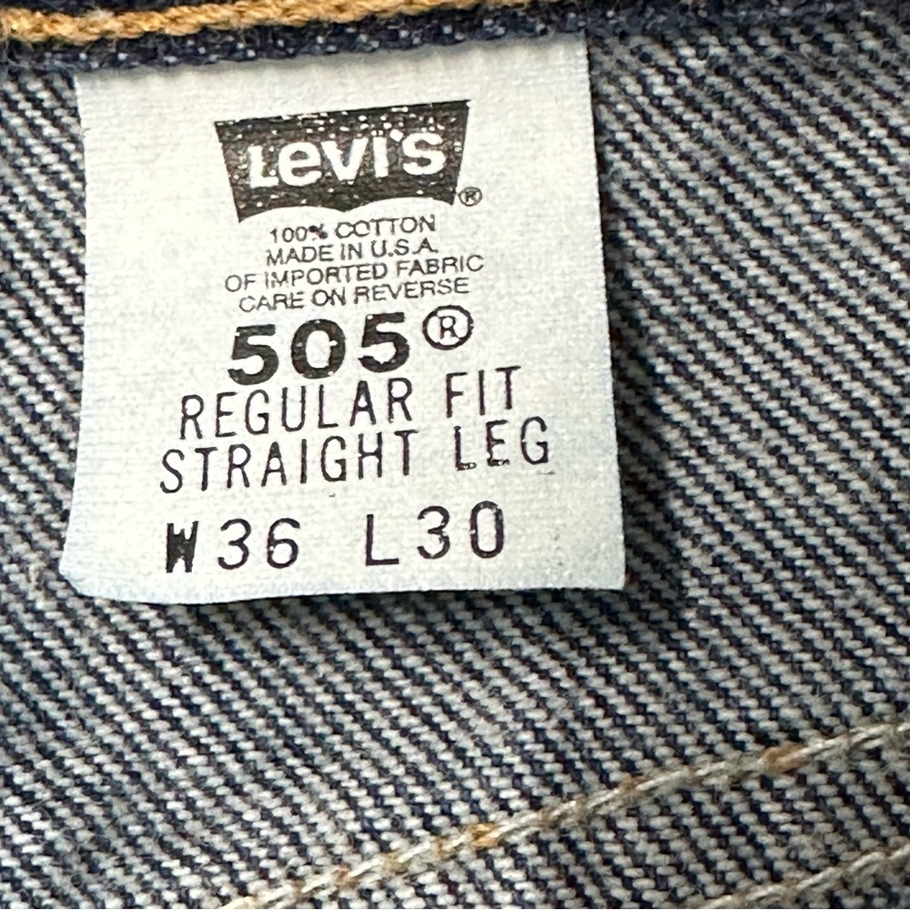 Levi’s men’s 36/30 505 denim jeans dark wash with front zip straight leg - Picture 8 of 10